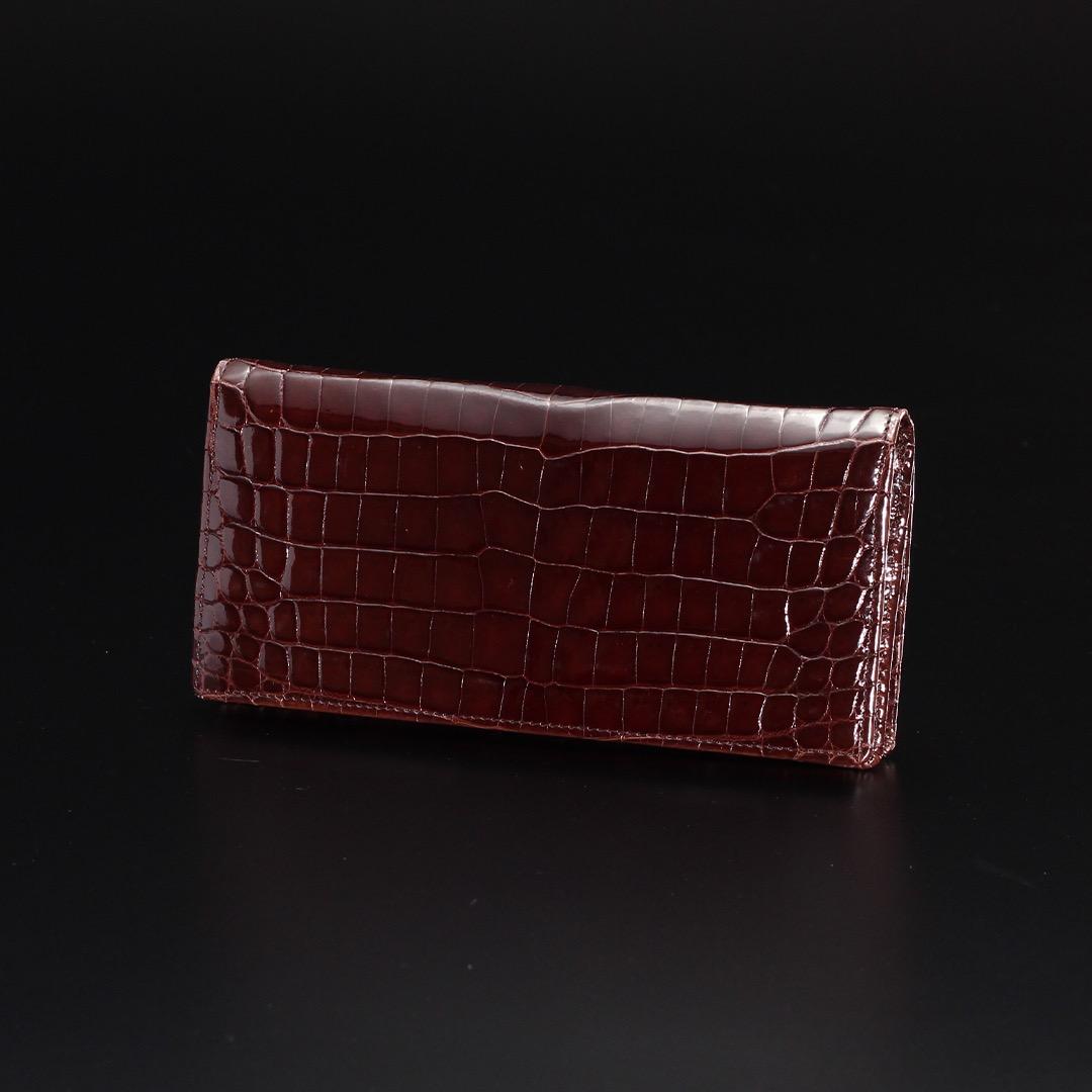 クロコダイル　長財布　BROWN