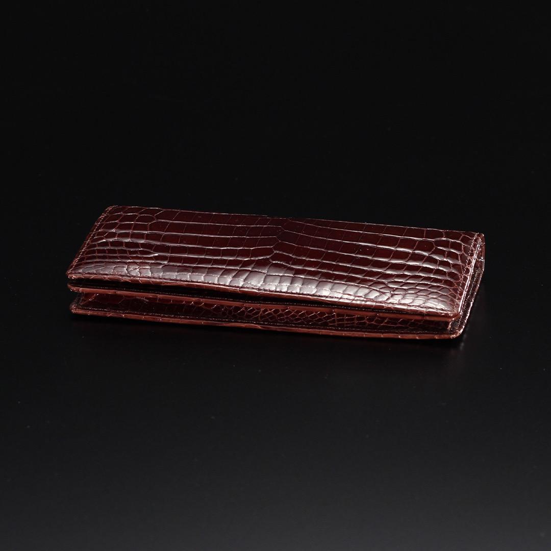 クロコダイル　長財布　BROWN