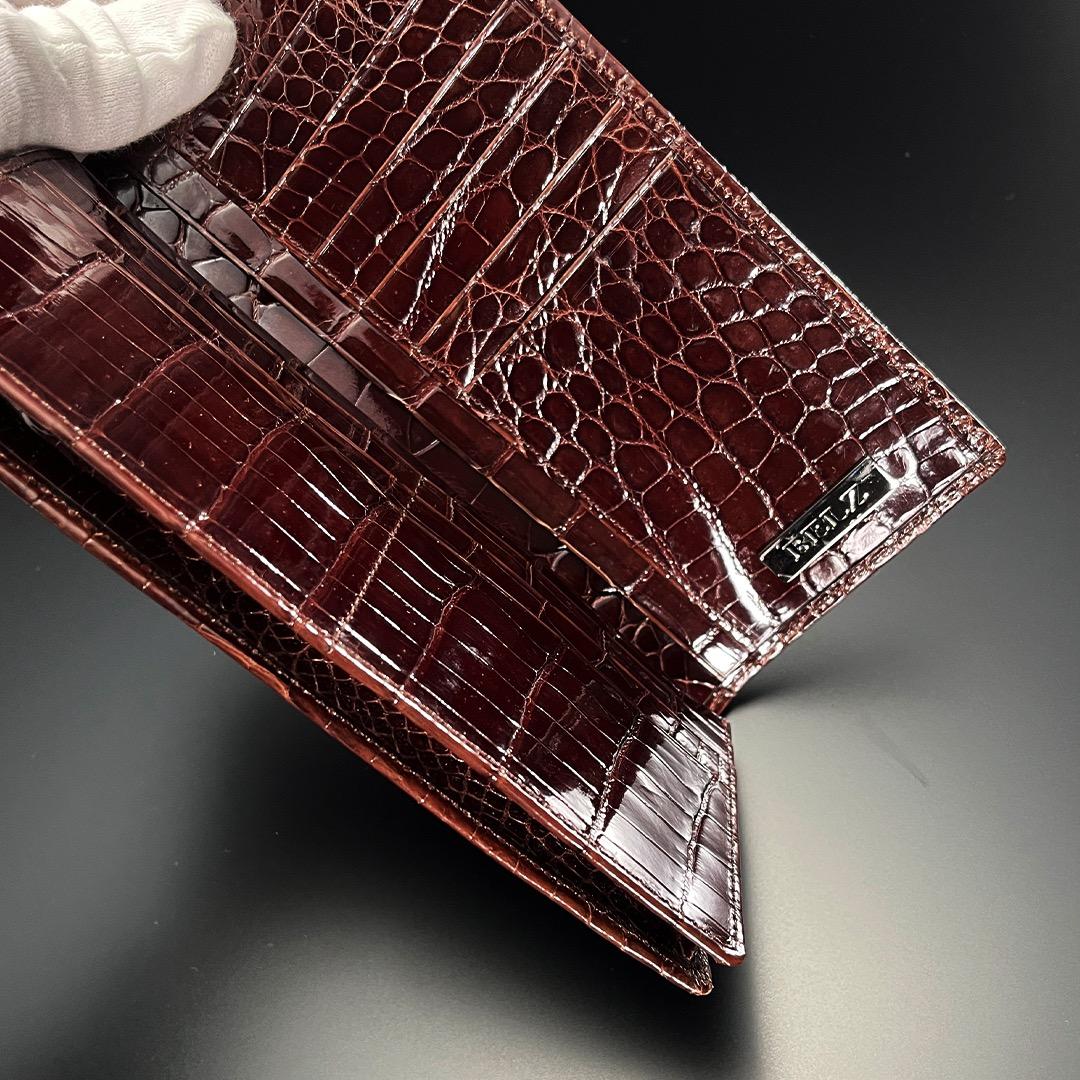 クロコダイル　長財布　BROWN