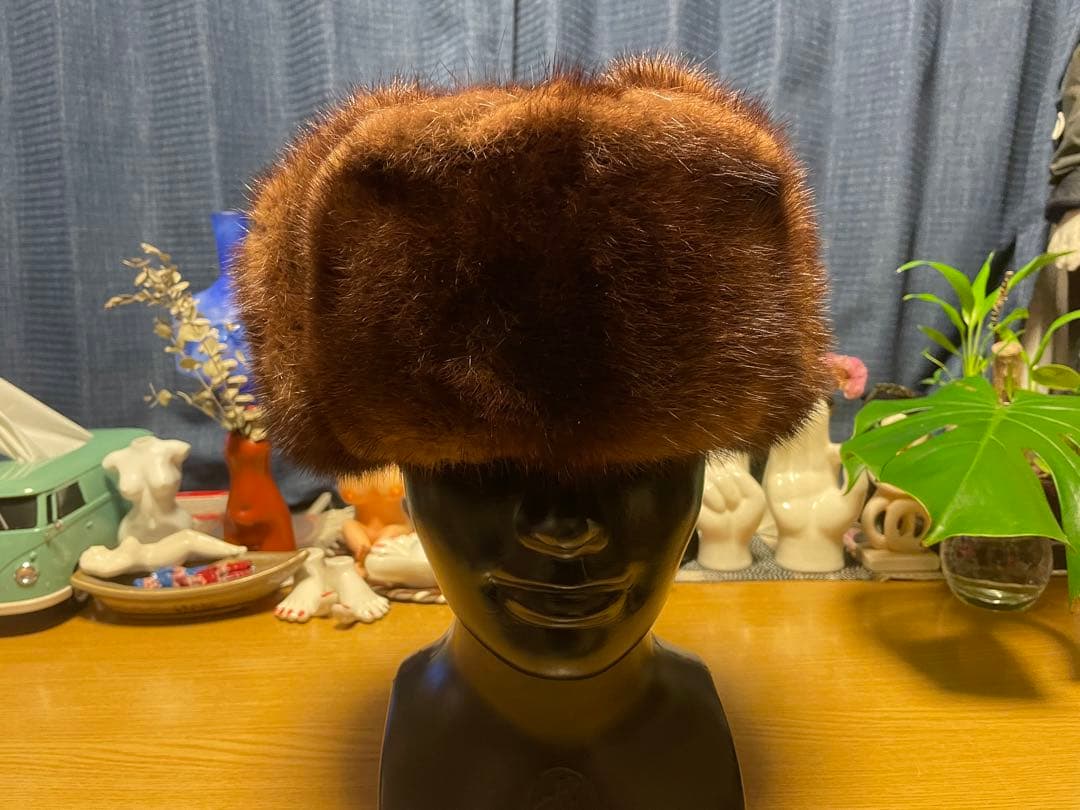 希少　古着　ロシア帽　ミンク　フライトキャップ　リアルファーvintage