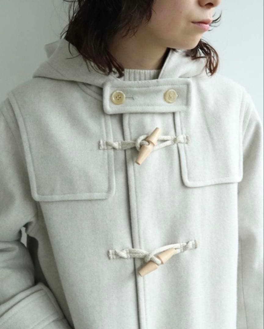 super100 Wool ロングダッフルコート(グレー)