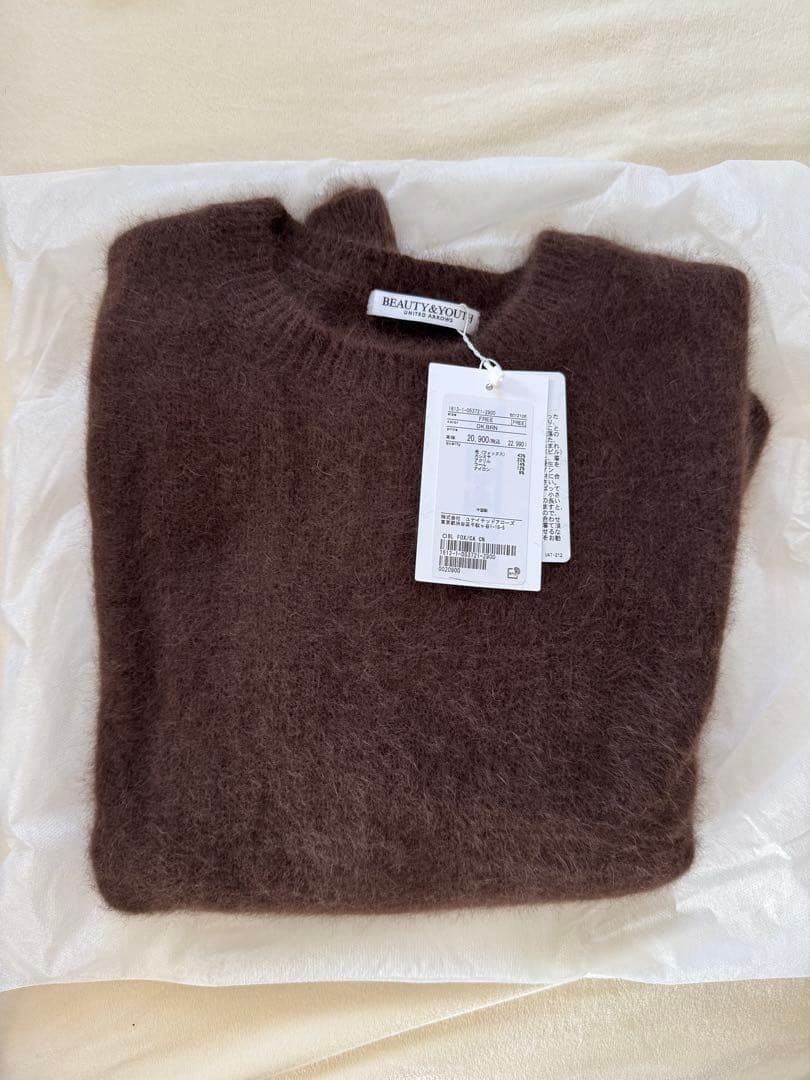 BEAUTY&YOUTHフォックスカシミヤブレンドクルーネックニットプルオーバー