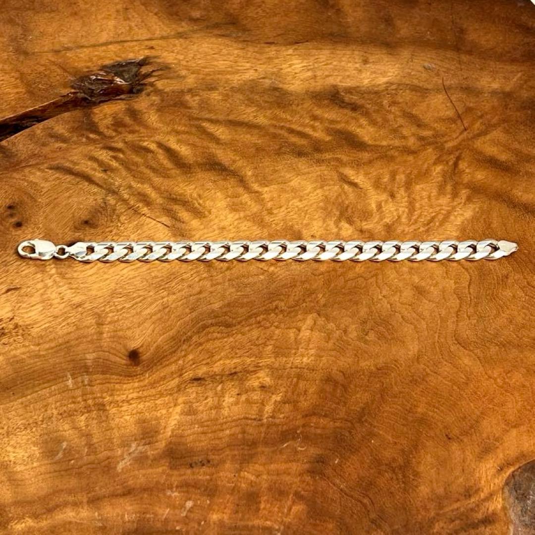 ヴィンテージ シルバー カーブ リンク ヘビー ブレスレット ITALY 925