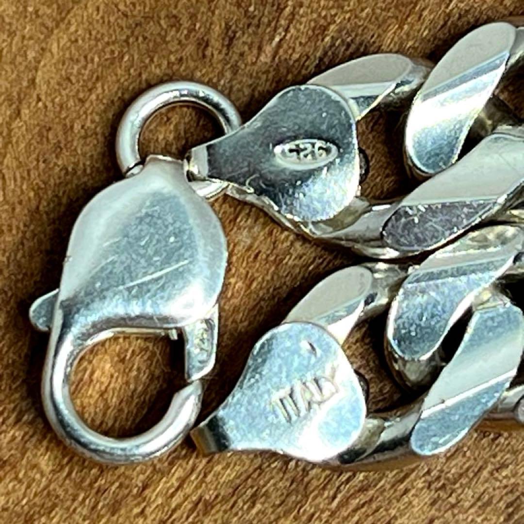 ヴィンテージ シルバー カーブ リンク ヘビー ブレスレット ITALY 925