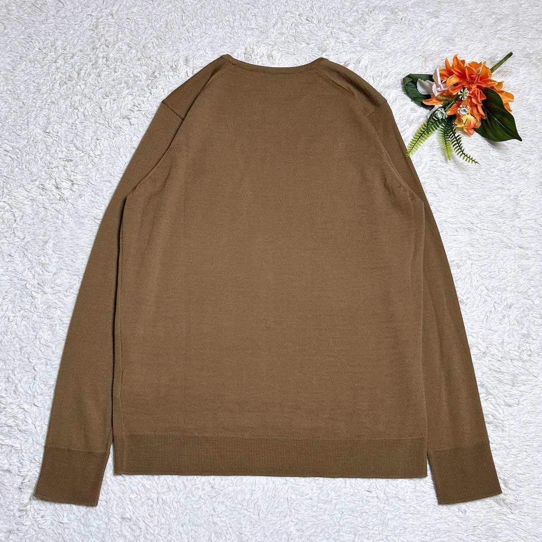 美品/ミューズ　ウールニット　クルーネック　薄手　長袖　ブラウン