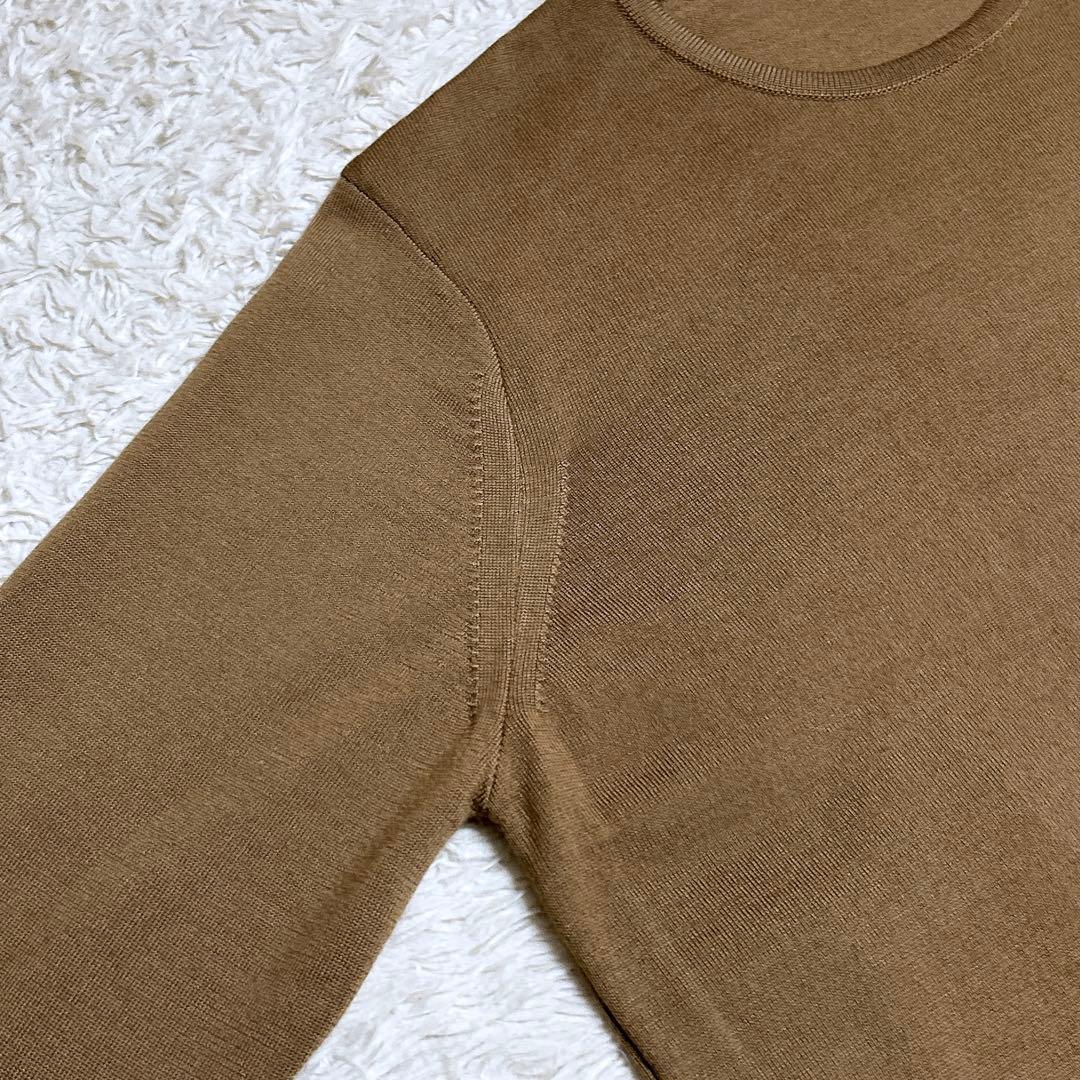 美品/ミューズ　ウールニット　クルーネック　薄手　長袖　ブラウン