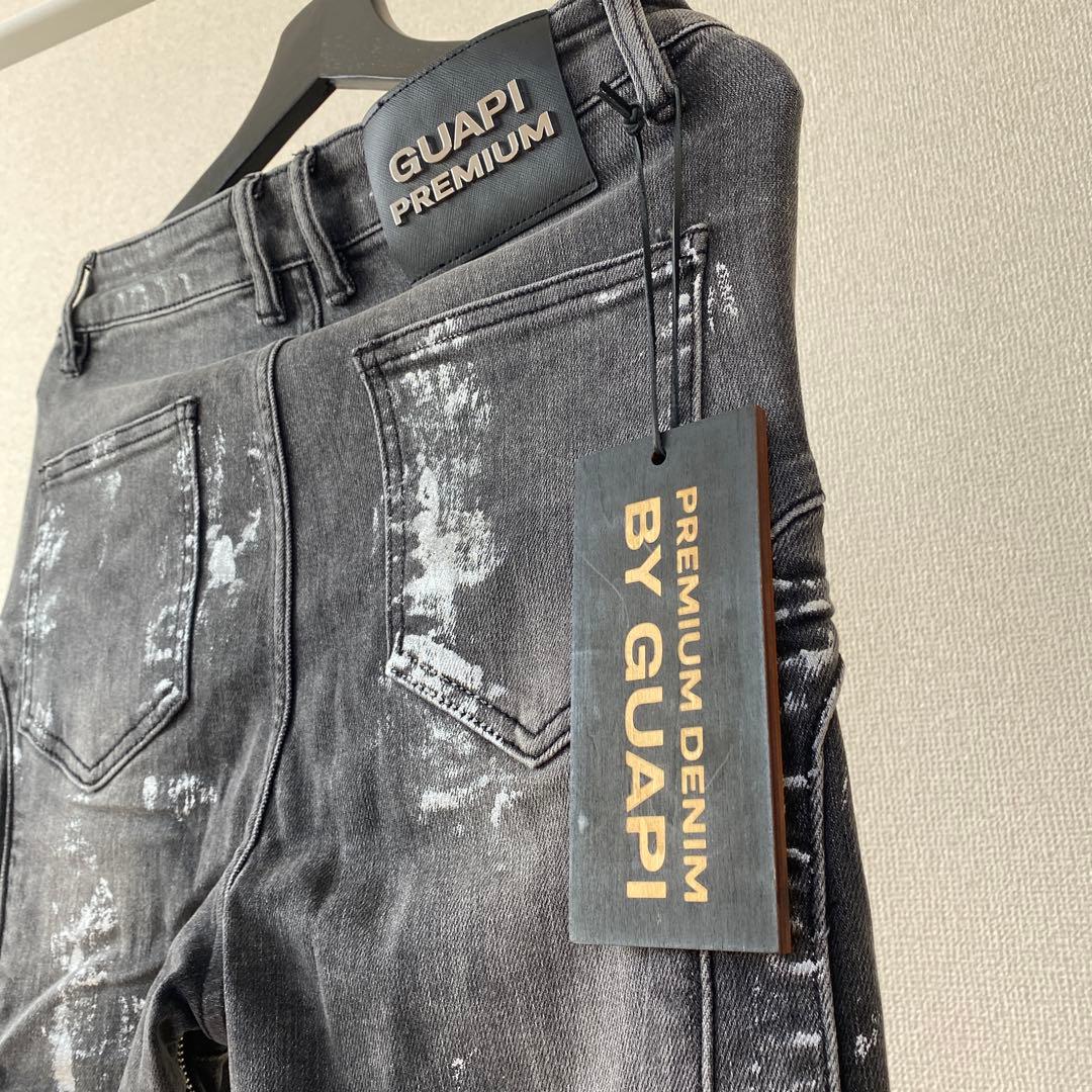 新品28 GUAPI フレア スキニー スタックデニム ジーンズ