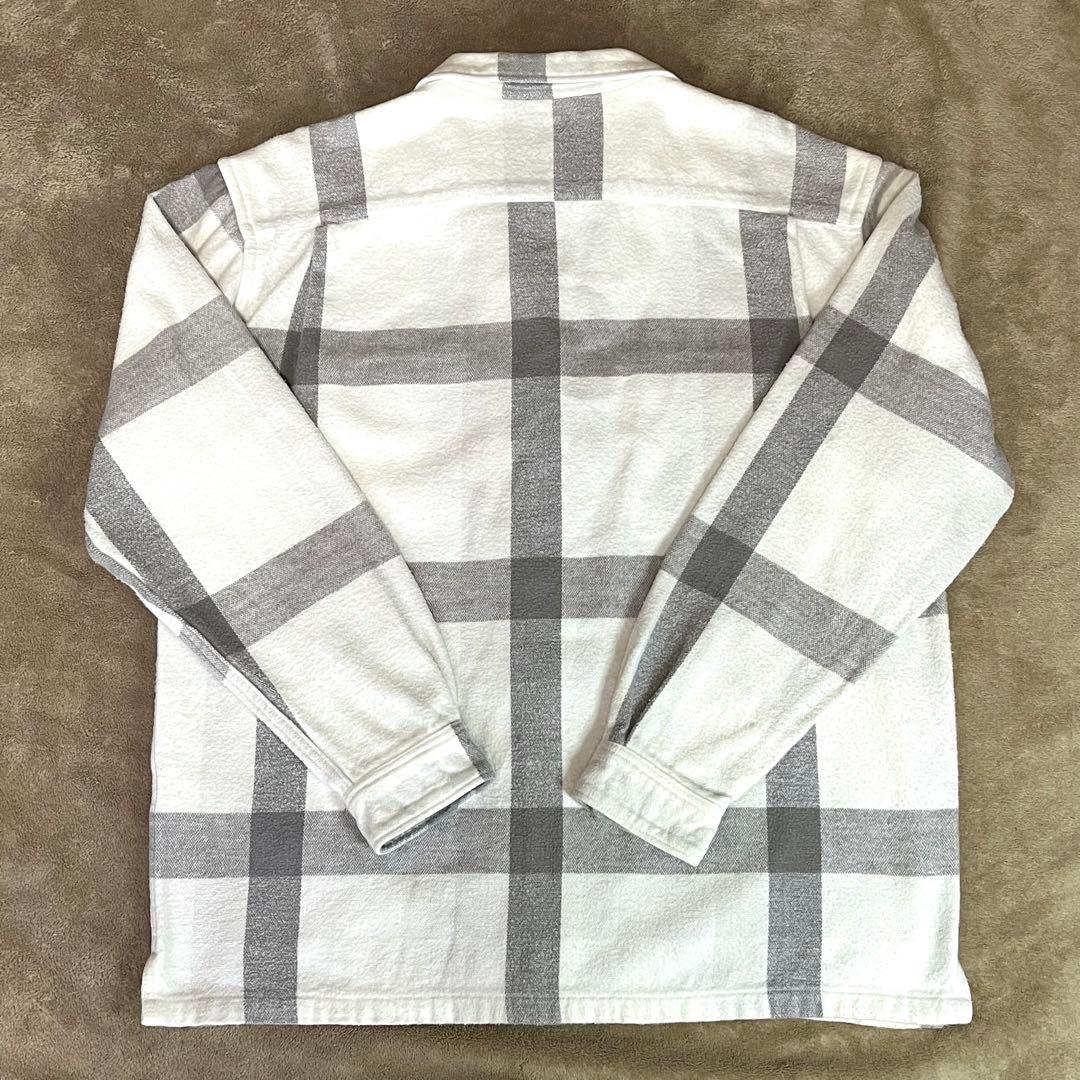 GOODENOUGH グッドイナフ ネルシャツ ホワイトxグレー Lサイズ