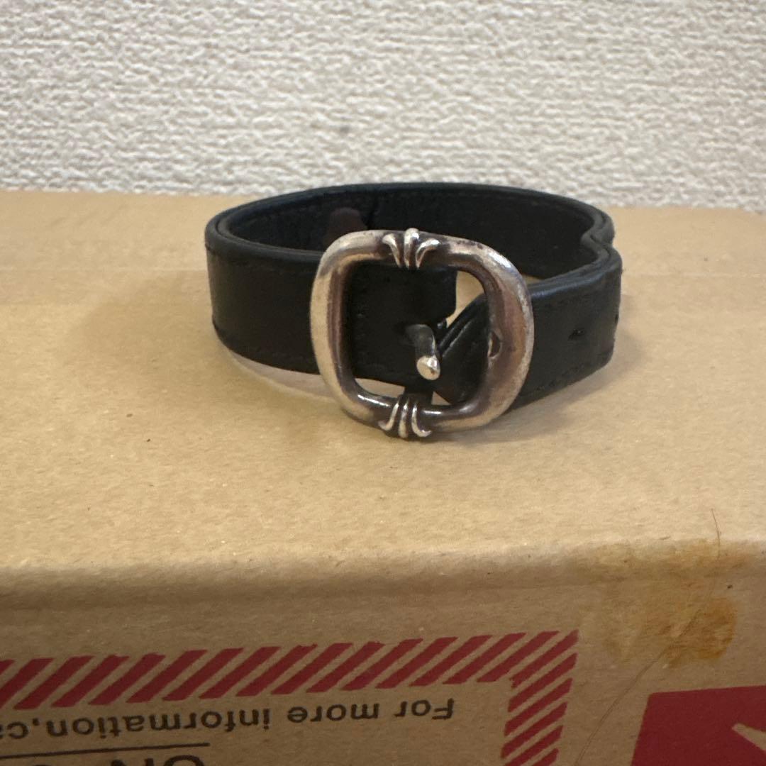 ブラックレザー ブレスレット シルバーバックル