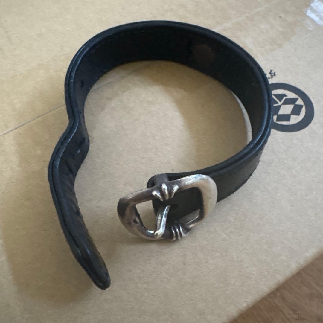 ブラックレザー ブレスレット シルバーバックル