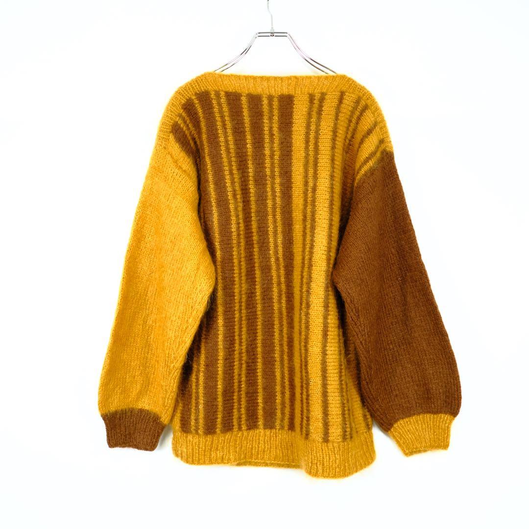 1970s ユーロヴィンテージ　モヘアデザインニットセーター　ボートネック