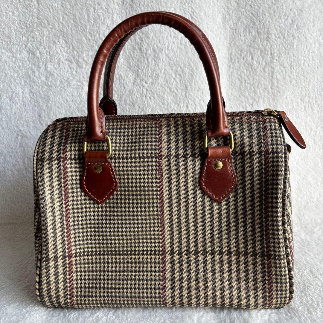 ✨️美品 ポロラルフローレン ミニボストンバッグ グレンチェック PVCレザー