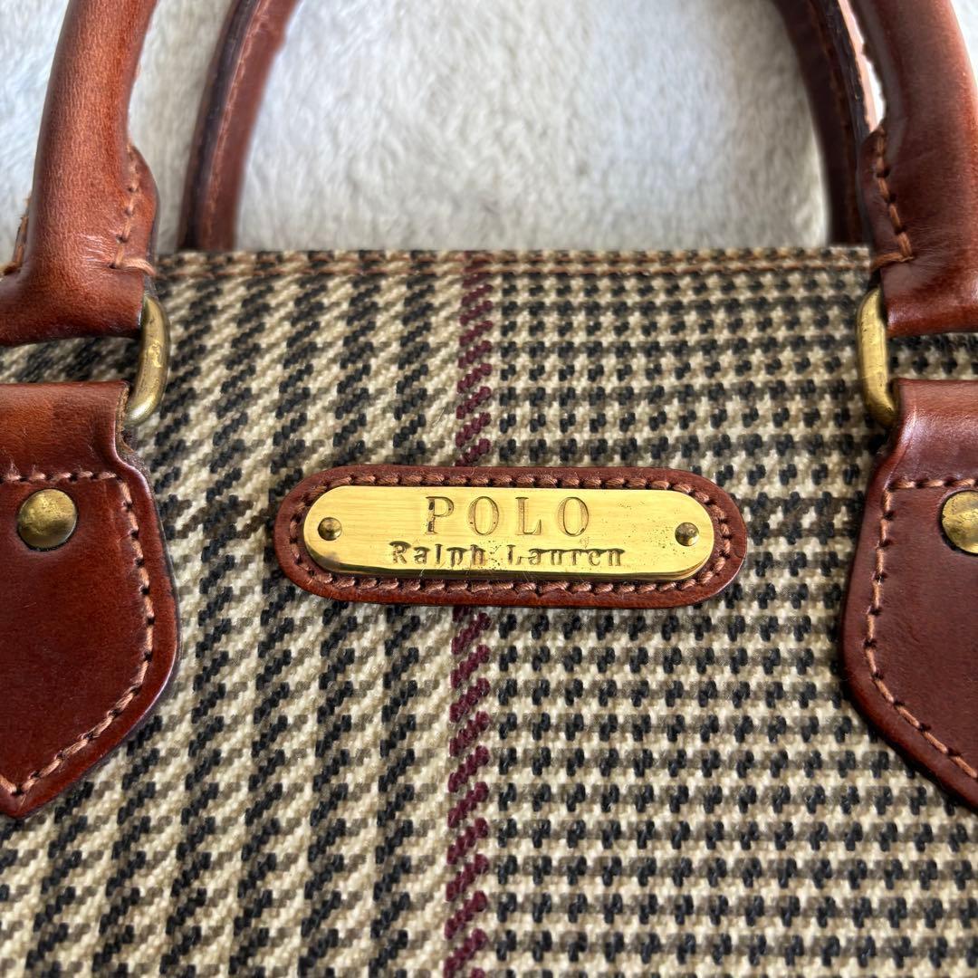 ✨️美品 ポロラルフローレン ミニボストンバッグ グレンチェック PVCレザー