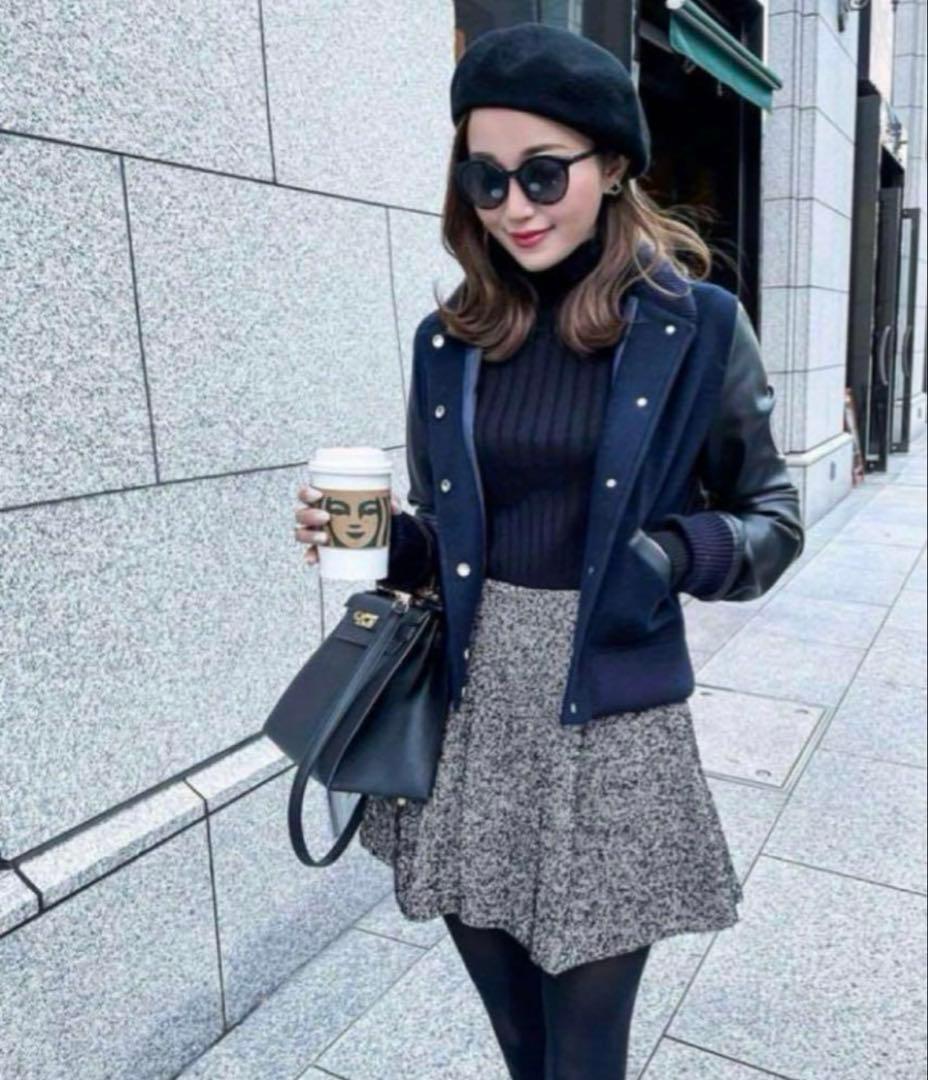 sheller レザースリーブウールブルゾン