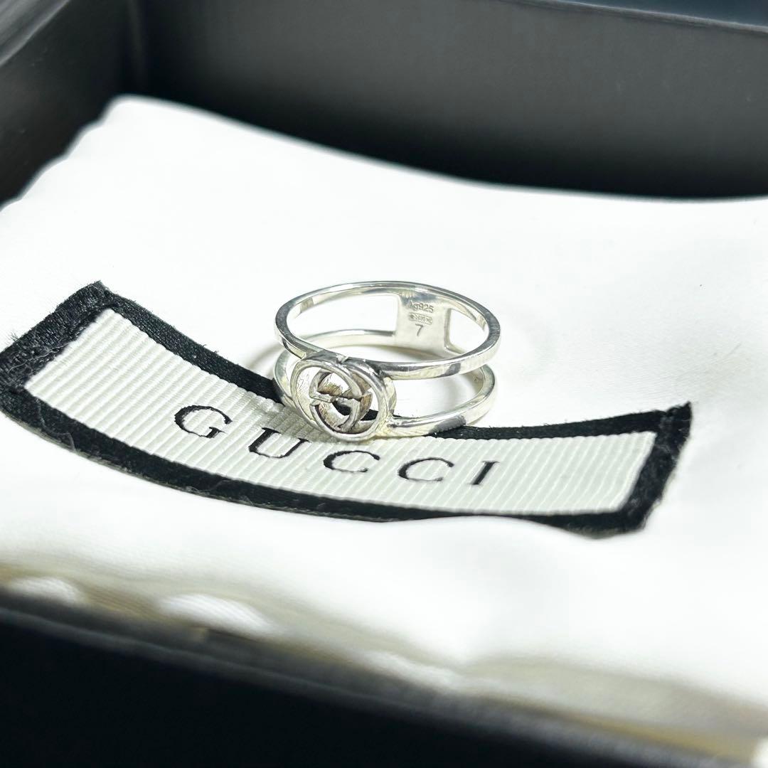 GUCCI グッチ　オープンバンド　リング　7号　指輪　シルバー　ユニセックス