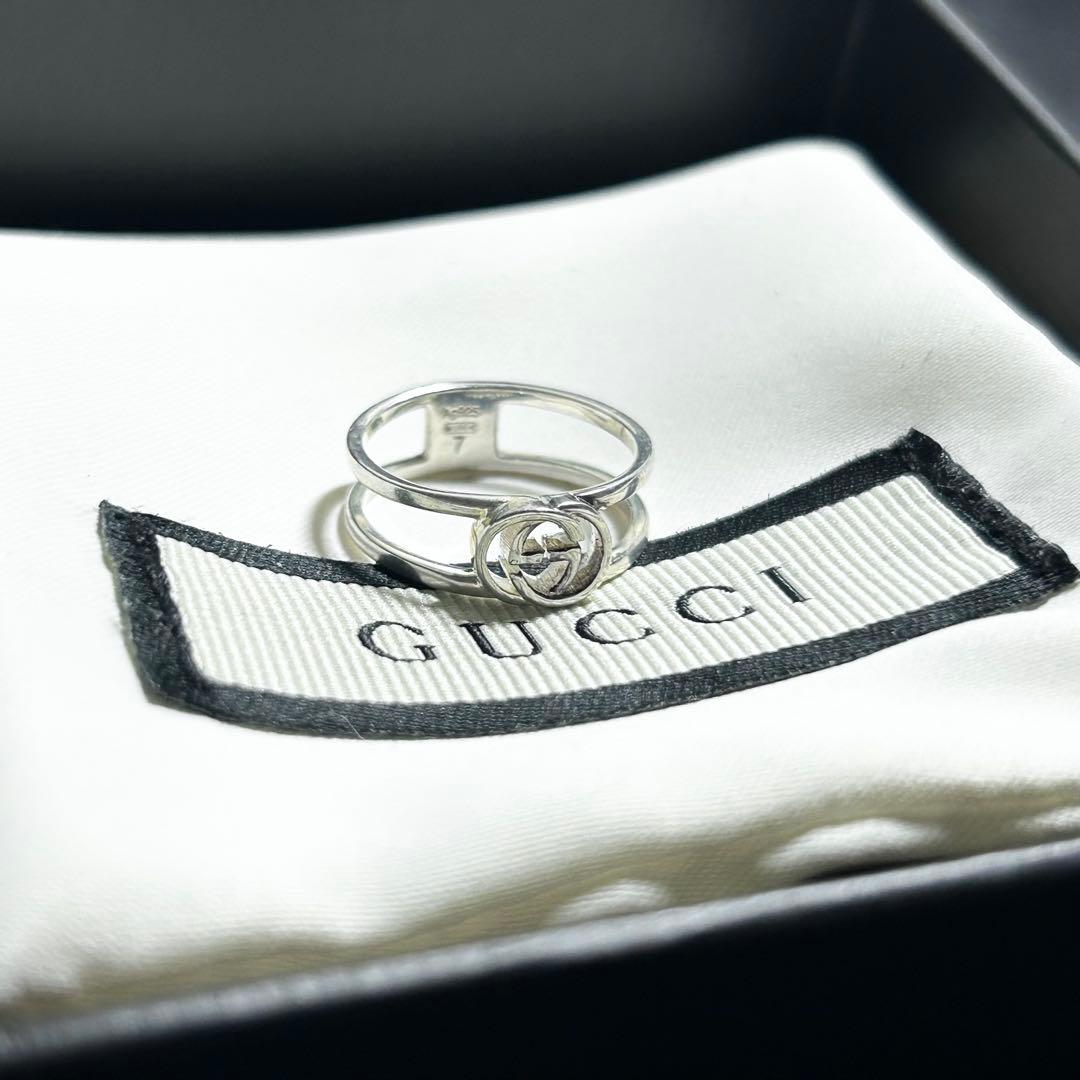 GUCCI グッチ　オープンバンド　リング　7号　指輪　シルバー　ユニセックス