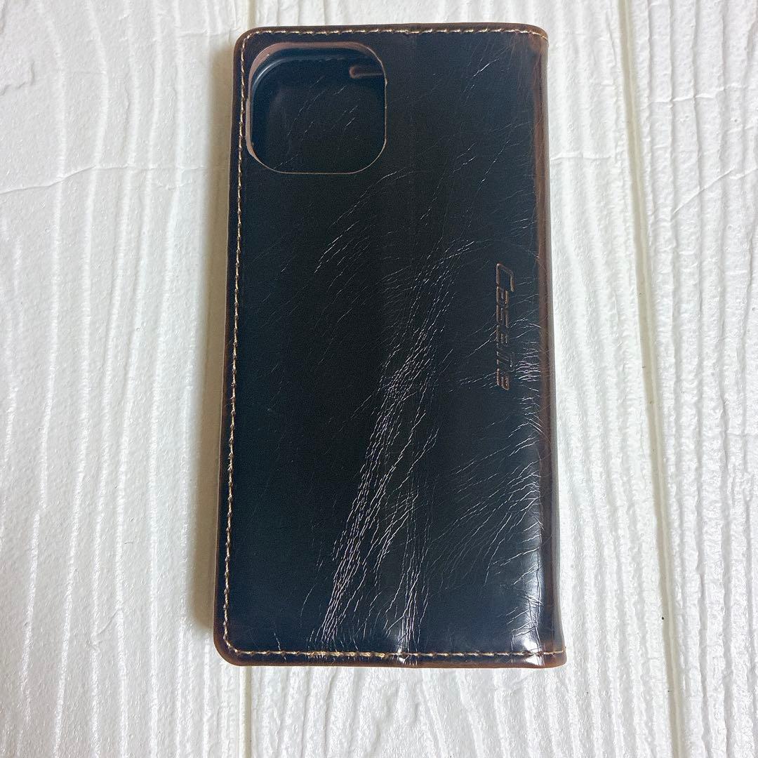 iPhone 15 ケース 手帳型 財布型 カード収納 ダークブラウン