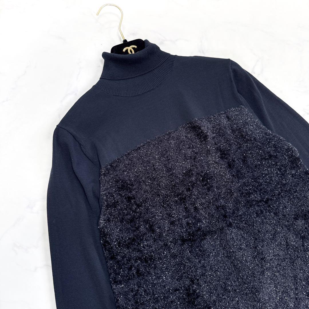 24AW エストネーション シアーハイネックモールコンビ ニット 異素材ニット