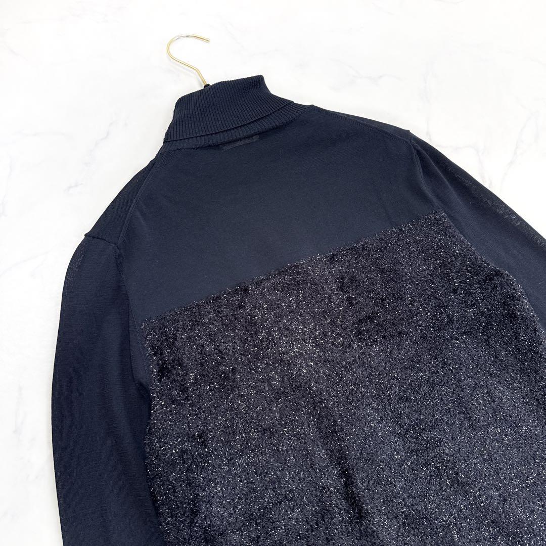 24AW エストネーション シアーハイネックモールコンビ ニット 異素材ニット