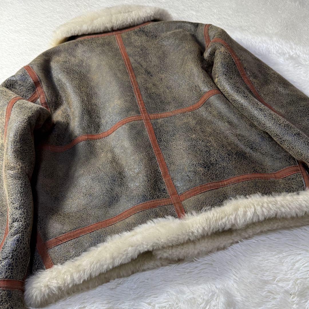 【リューグー最高級ライン】B-3 リアルムートン フライトジャケット L 超短丈