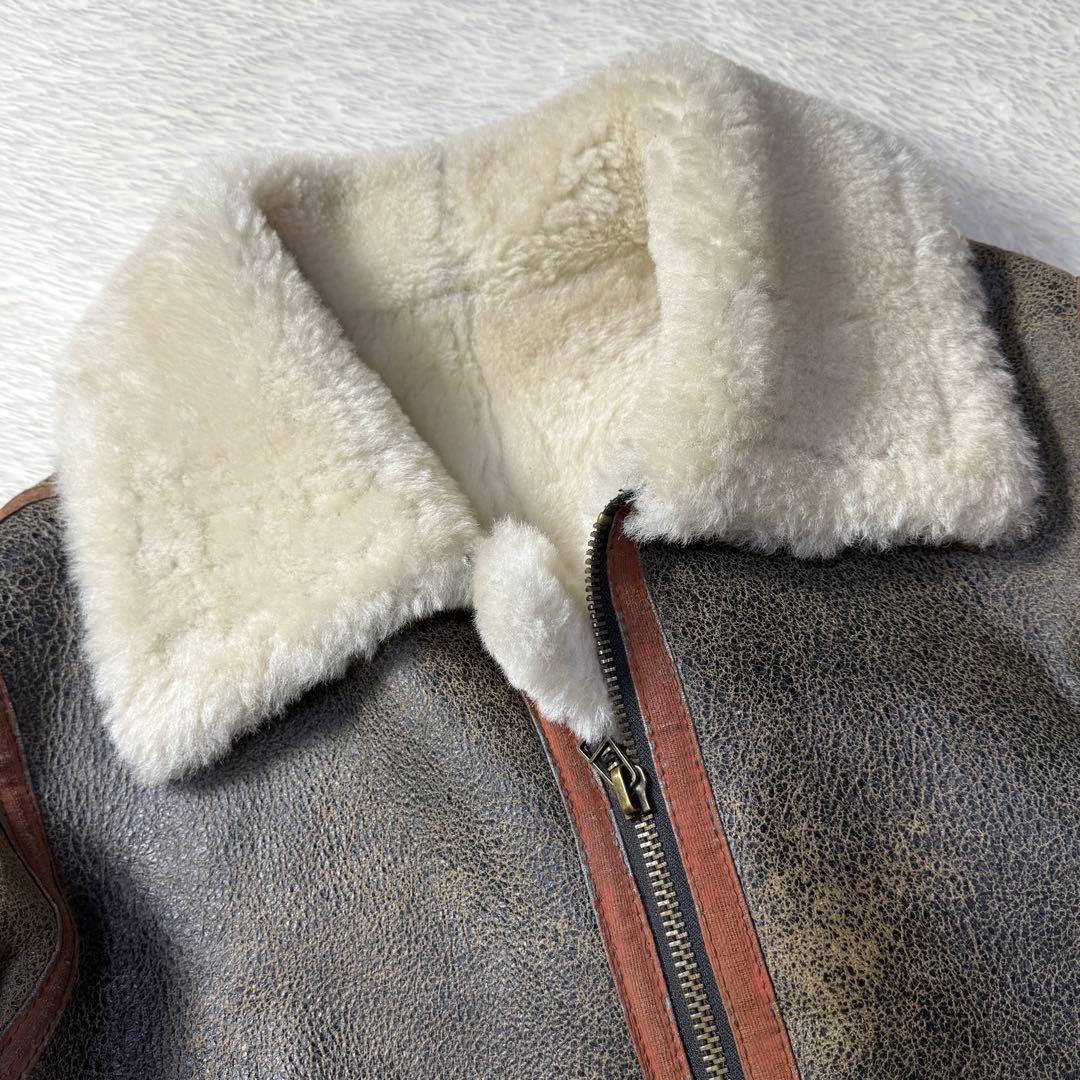 【リューグー最高級ライン】B-3 リアルムートン フライトジャケット L 超短丈