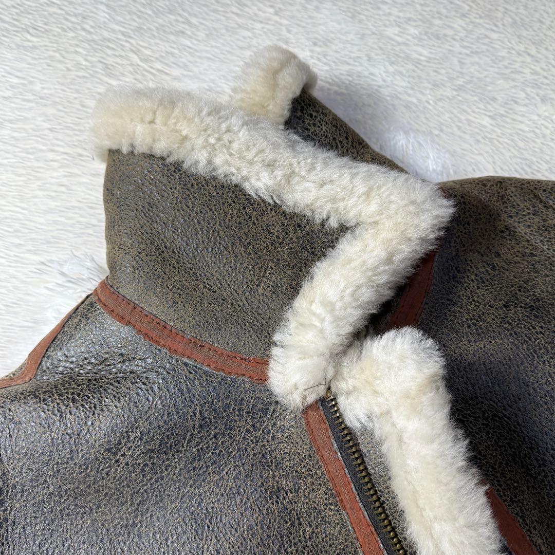 【リューグー最高級ライン】B-3 リアルムートン フライトジャケット L 超短丈