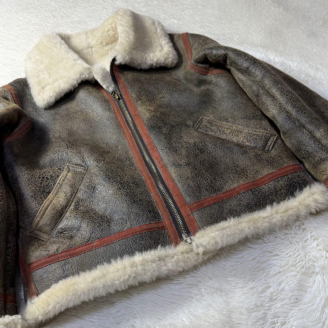 【リューグー最高級ライン】B-3 リアルムートン フライトジャケット L 超短丈