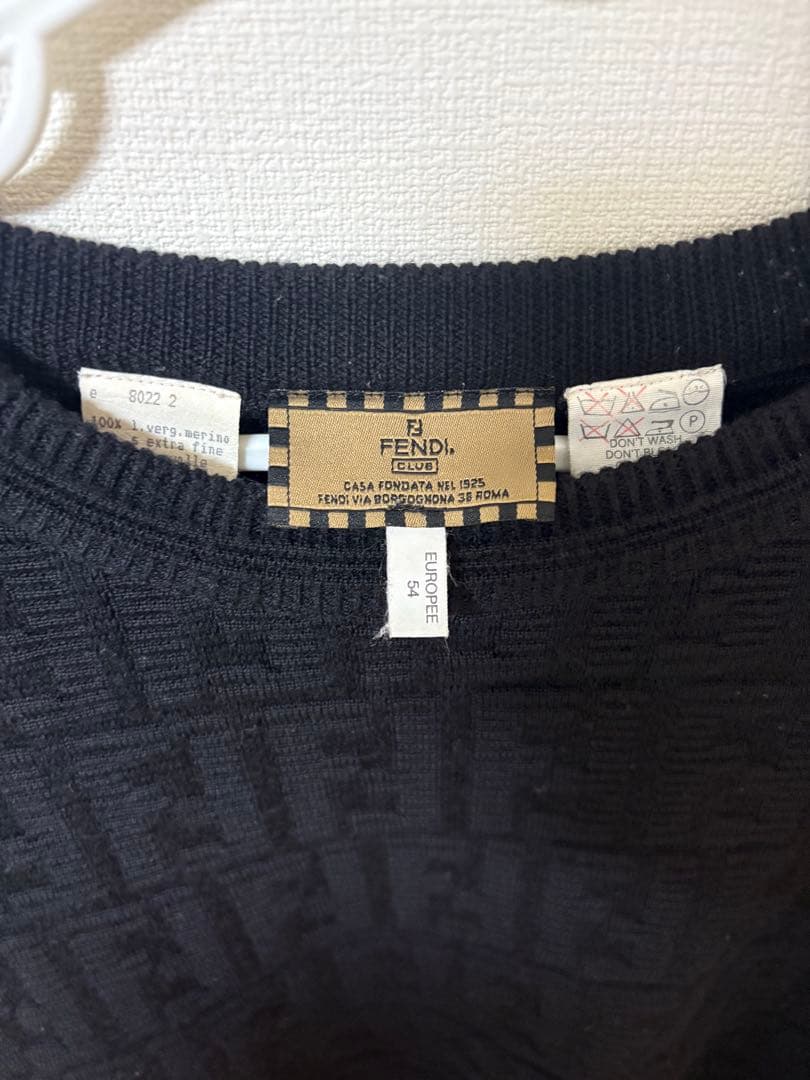 【希少】FENDI フェンディ ズッカ柄 総柄 ニット セーター ブラック 54