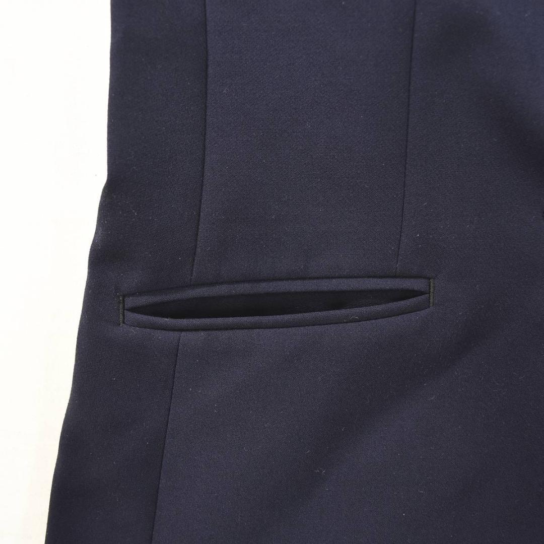 【上質】 【人気】 プラステ ノーカラー パンツスーツ ネイビー ♪