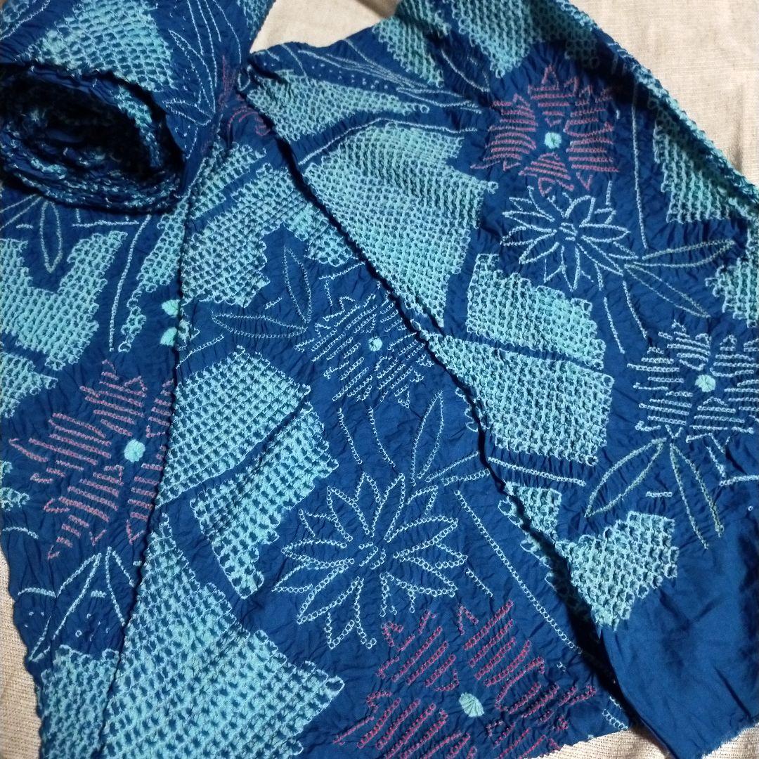 総絞り浴衣生地 反物 未使用 リメイク素材