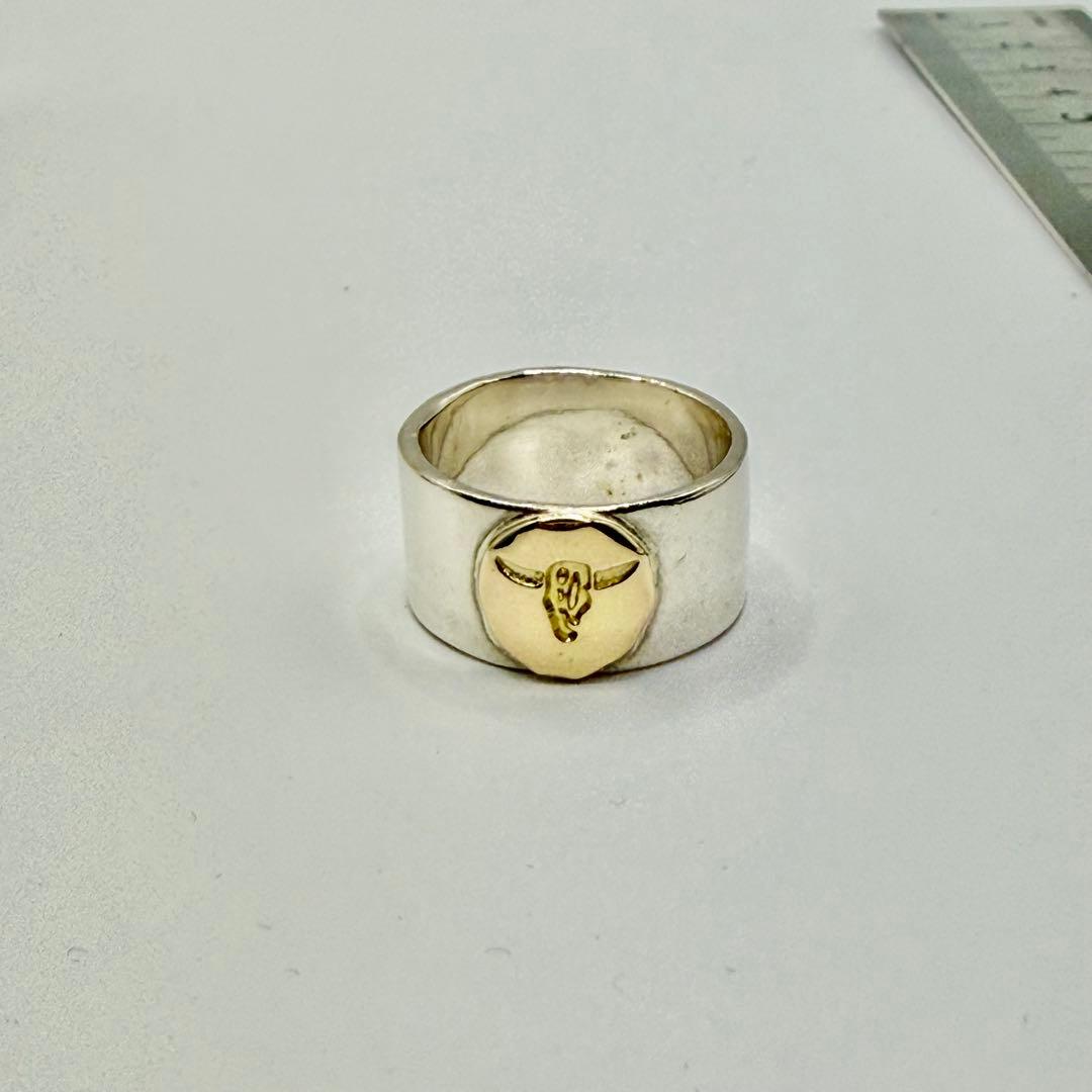 タディ&キング　k18メタル付平打リング　約14号