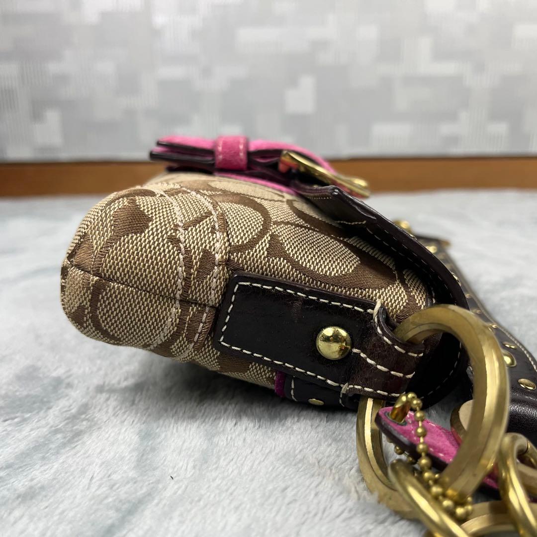 バッグ Coach Soho Pink Studs Singnature Bag