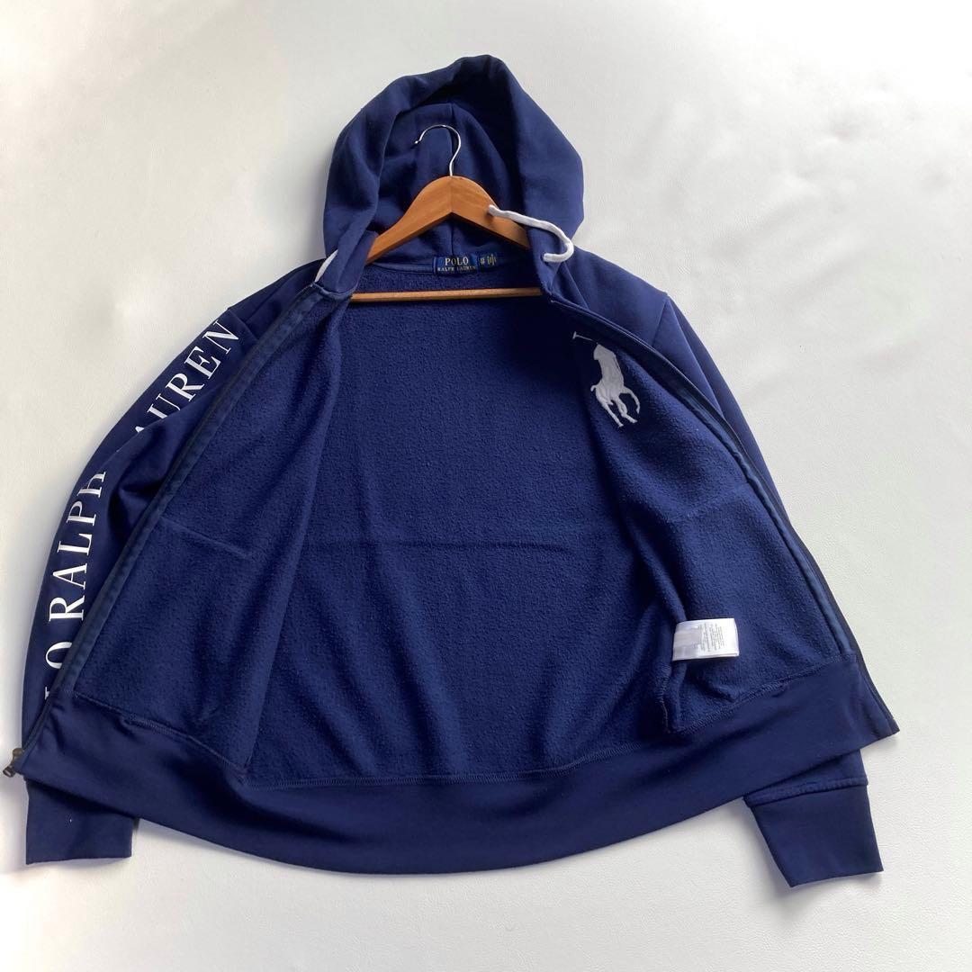 極美品 ポロラルフローレン ジップパーカー ビッグポニー刺繍 ロゴ ネイビー