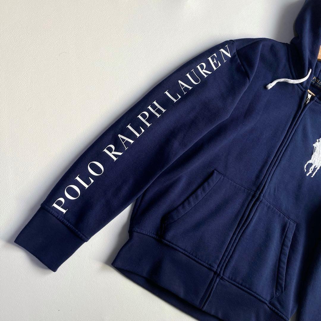 極美品 ポロラルフローレン ジップパーカー ビッグポニー刺繍 ロゴ ネイビー
