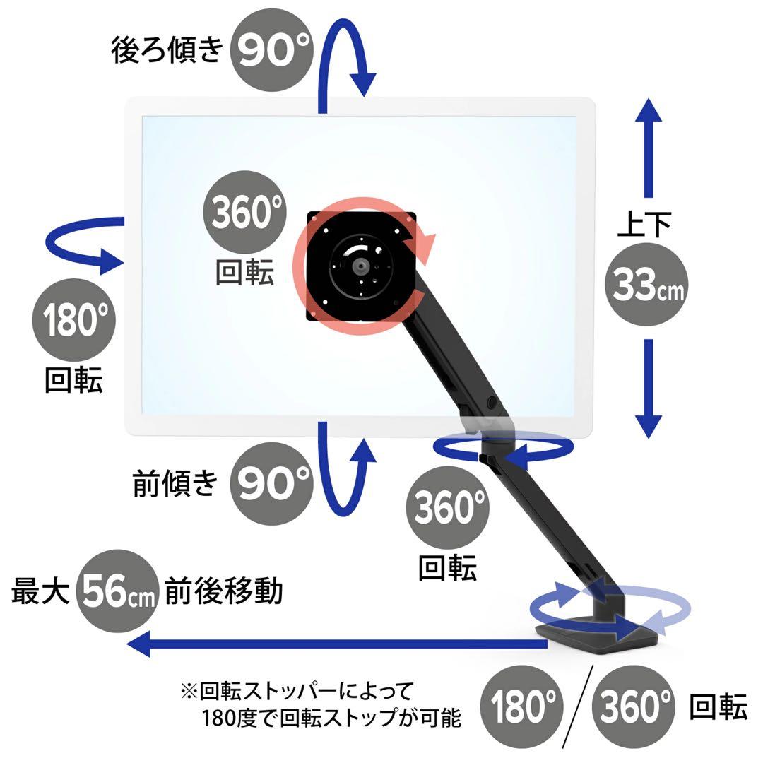 ERGOTRON エルゴトロン MXV デスク モニターアーム マットブラック