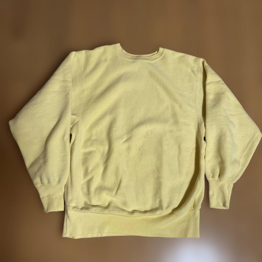 90s champion リバースウィーブ　完全目無し　レモンイエロー　XL
