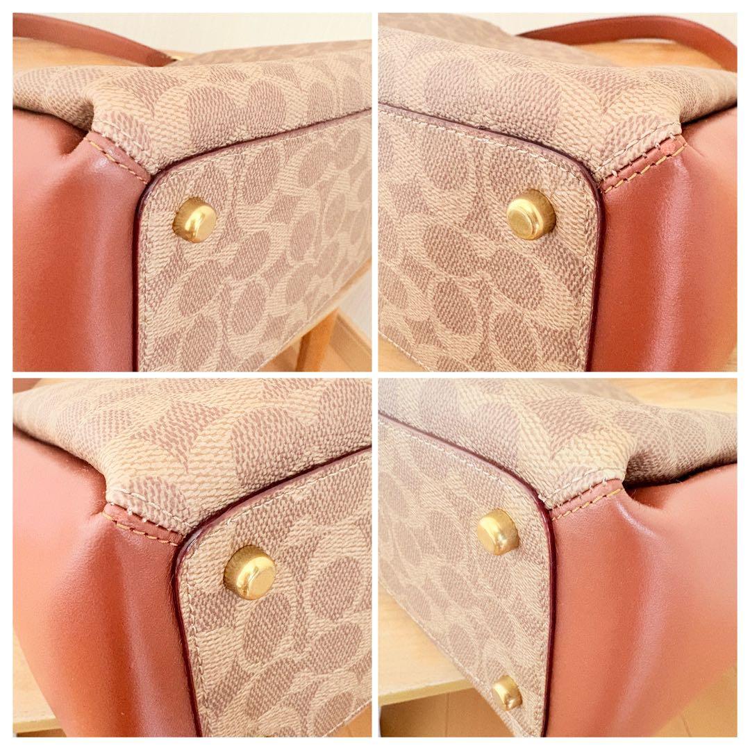 美品COACH ショルダーバッグ シグネチャー ショルダー ブラウン レザー