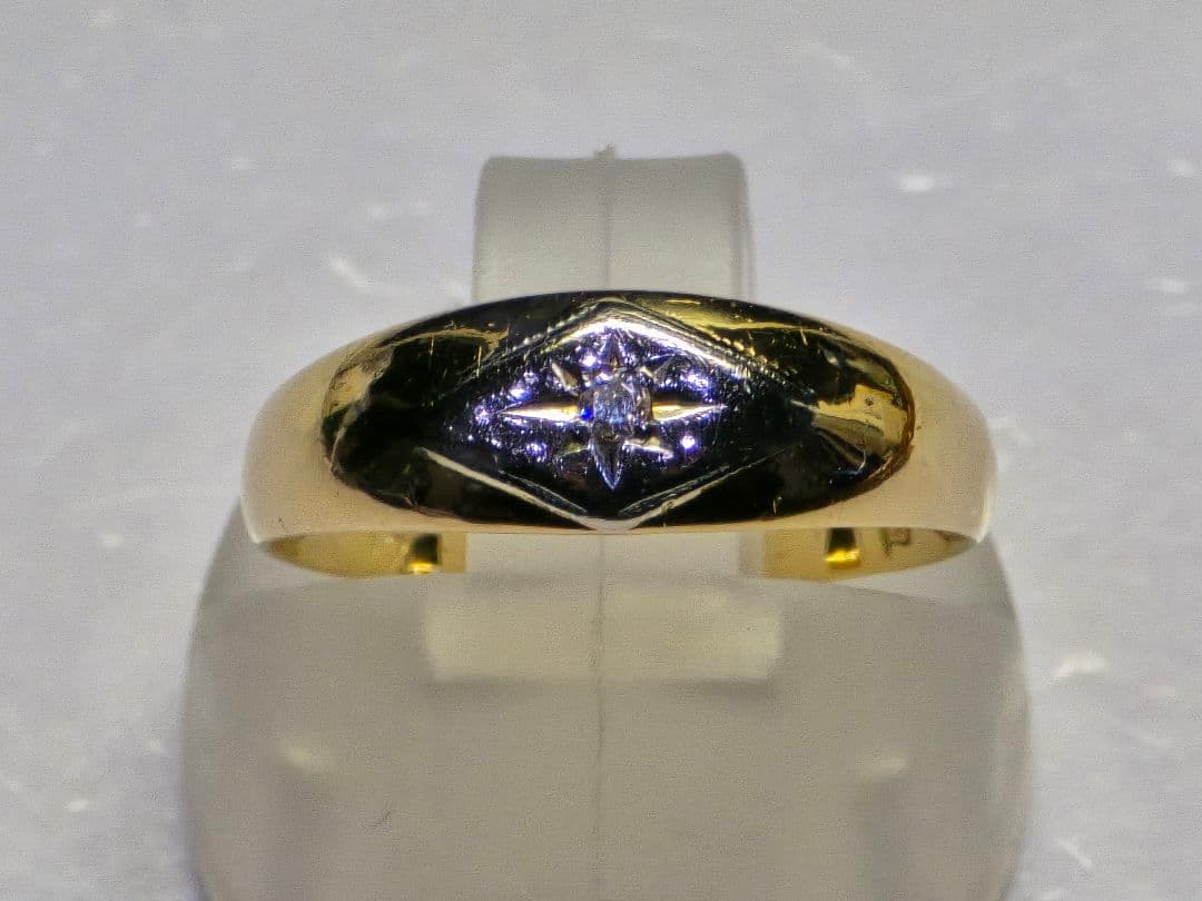 稀少品 甲丸 ダイヤ0.02 K18/プラチナ 2.2g 9.5号 リング