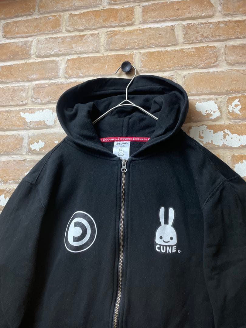 CUNE キューン　パーカー　ジップパーカー　黒　ダブルジップ　y2k XL