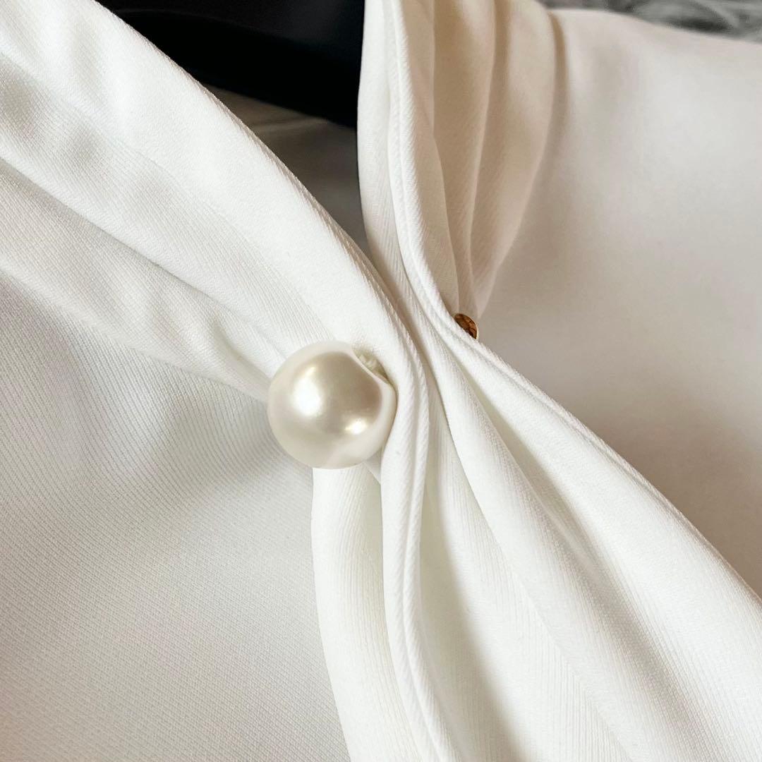 極美品✨ ボーダーズアットバルコニー ボウタイブラウス パール 定価3.7万円