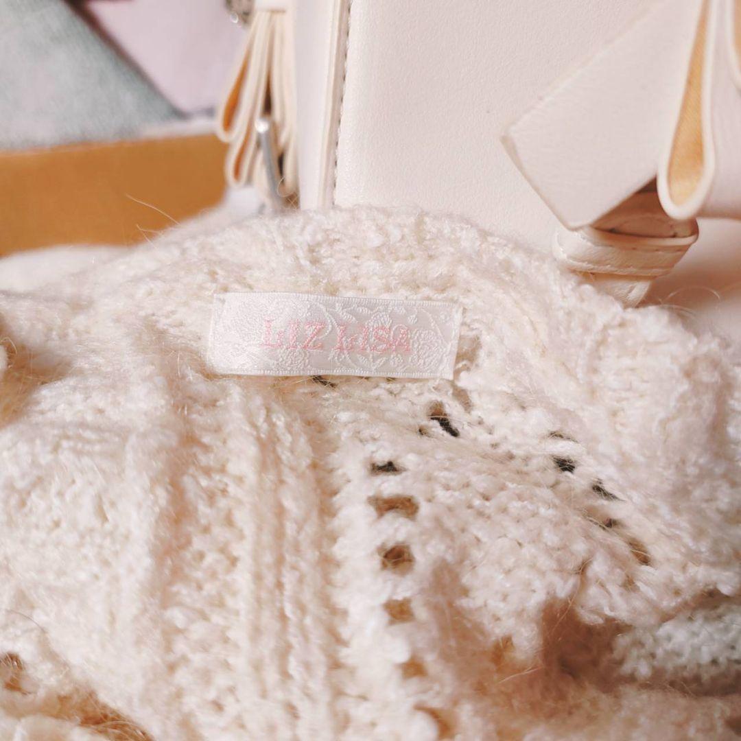 リズリサ アイボリー ニット オフショルダー バックリボン 姫ギャル y2k