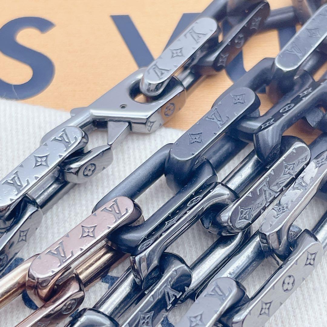 LOUIS VUITTON コリエ　チェーン　ネックレス　モノグラム　ブラック