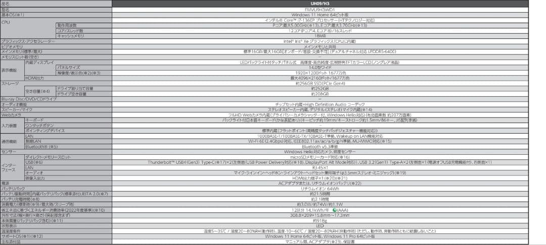 しょうこ【大学生協モデル】富士通 LIFEBOOK UH09/H3