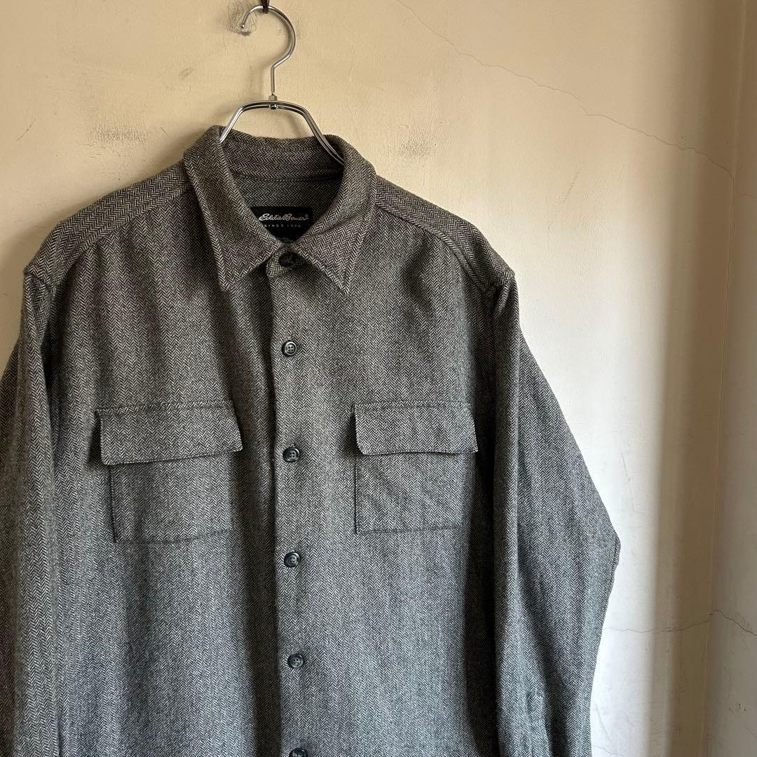 USA Eddie Bauer ヘリンボーン ネルシャツ エディバウアー