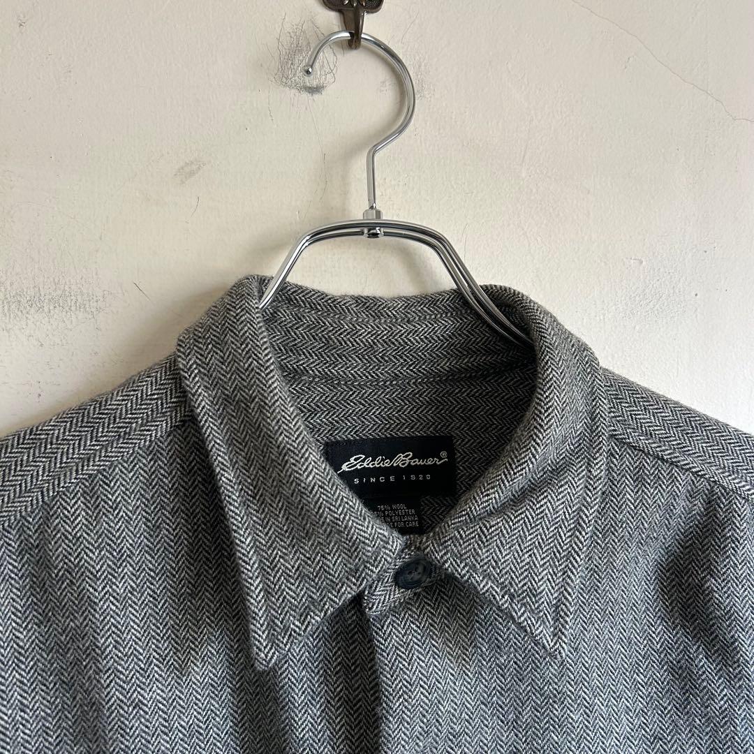 USA Eddie Bauer ヘリンボーン ネルシャツ エディバウアー