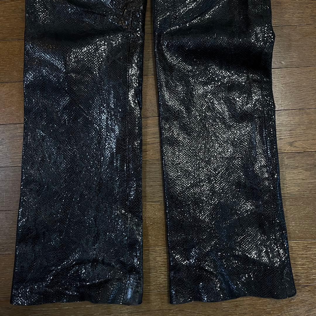 00s パイソンレザーコーティングフレアパンツアーカイブvkei opium風