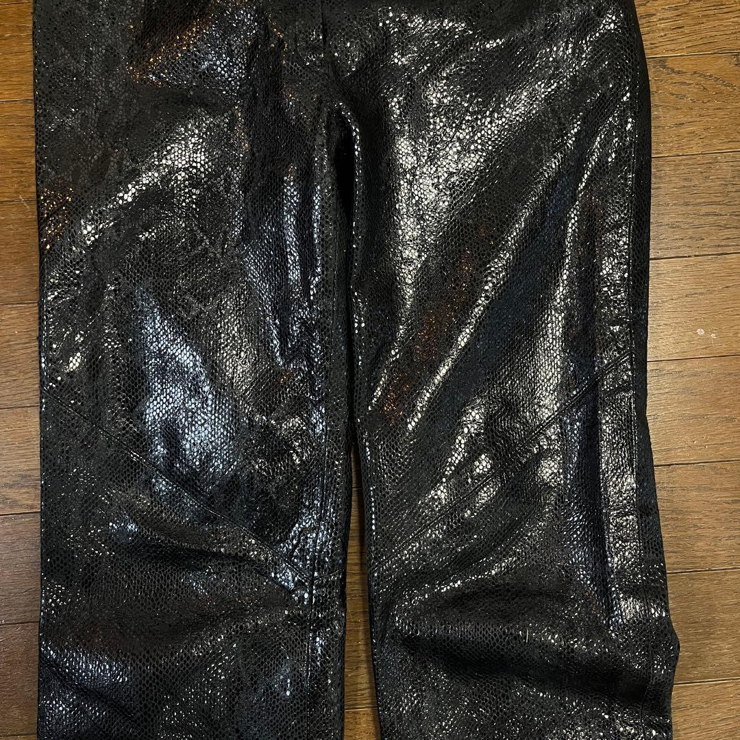 00s パイソンレザーコーティングフレアパンツアーカイブvkei opium風