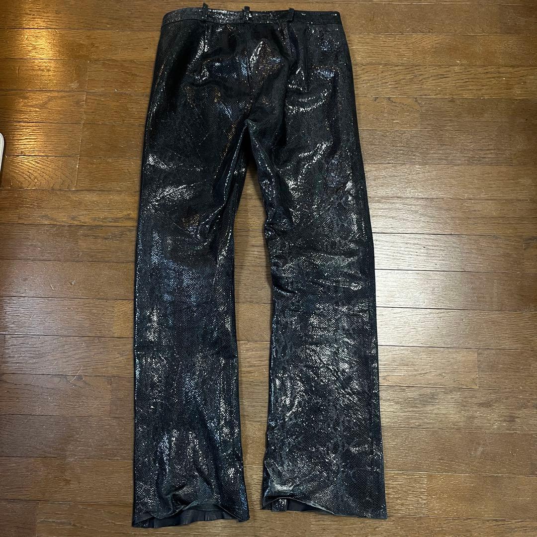 00s パイソンレザーコーティングフレアパンツアーカイブvkei opium風