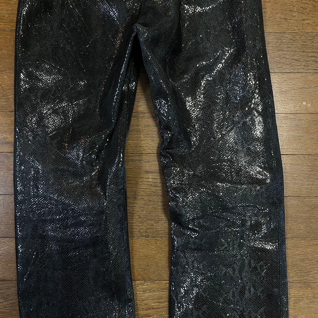 00s パイソンレザーコーティングフレアパンツアーカイブvkei opium風