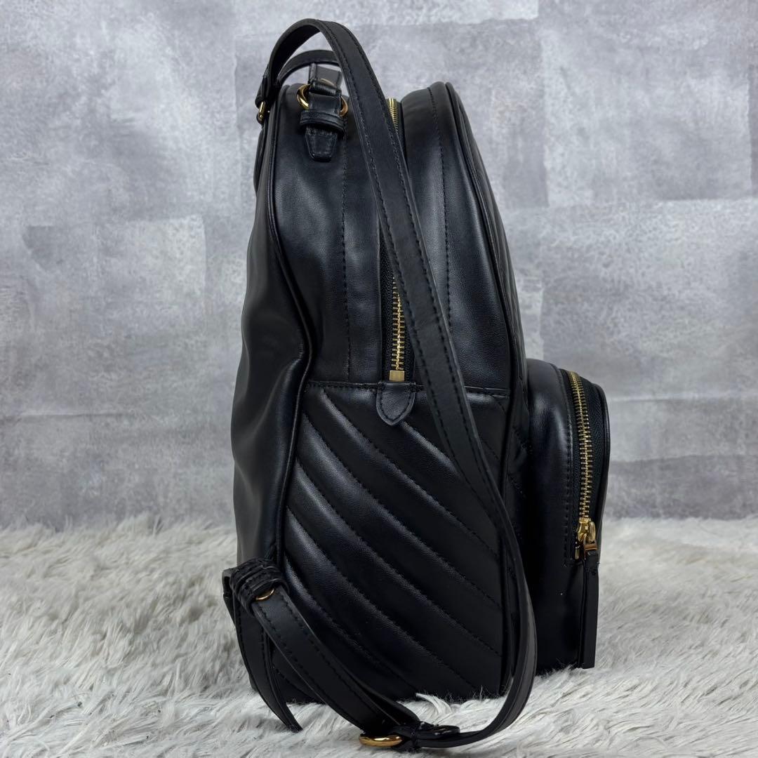 極美品 トリーバーチ レザー リュック シェブロン フラップ フレミング 黒
